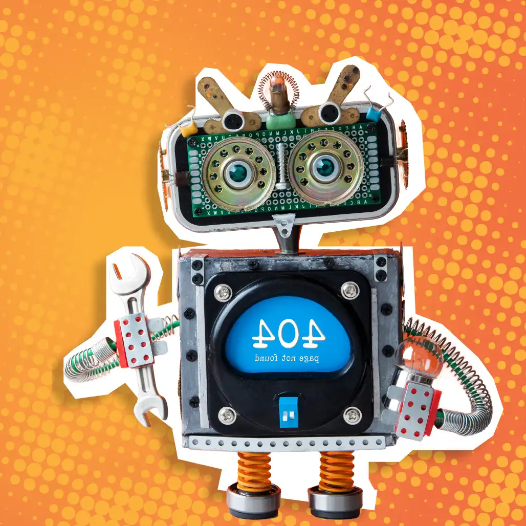 Roboterfigur mit Werkzeugen